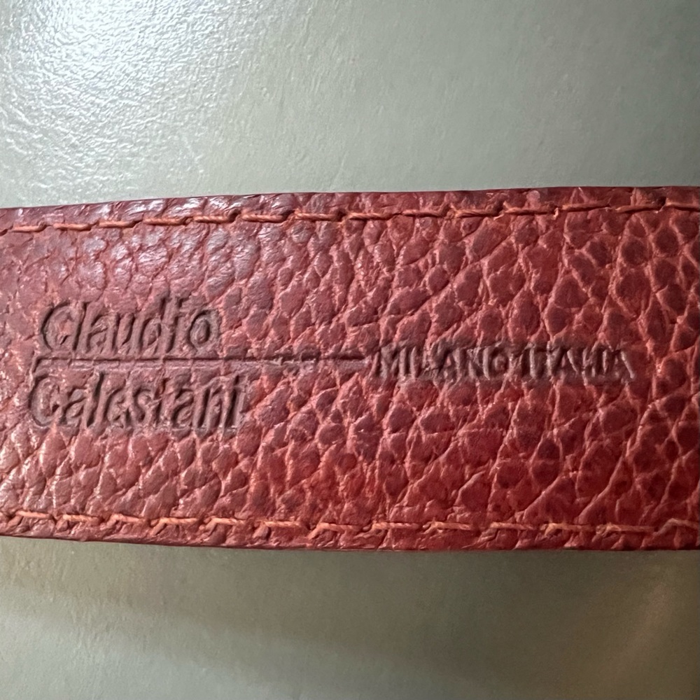 RARE 925 Sterling Silver CLAUDIO CALESTANI Milano Italy LEATHER BELT 100 115 - Picture 15 of 17